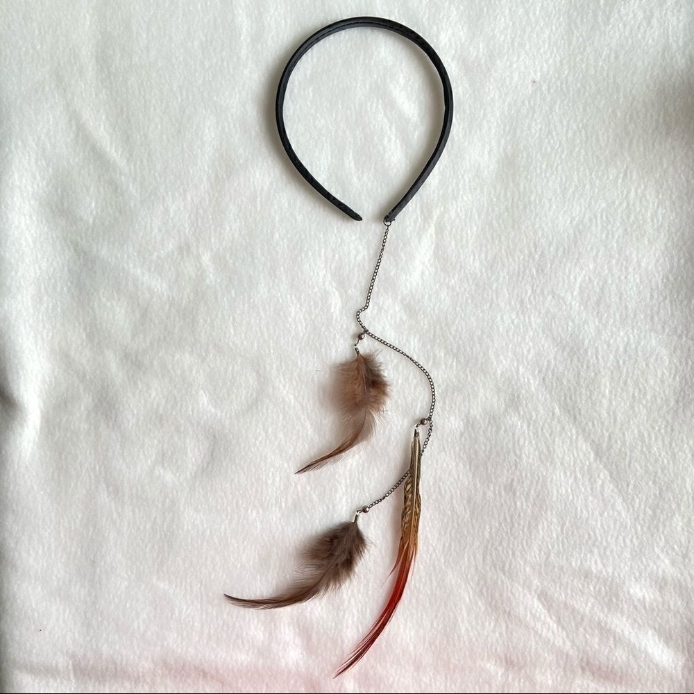 3/$15 Earth Tone Long Feather Chain Headband
